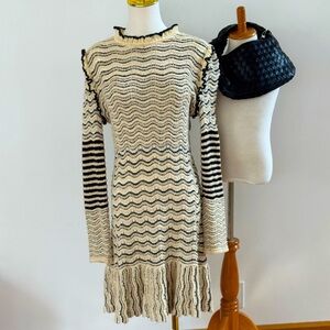 Ulla Johnson Roshan Knit Mini Dress
Black and Cream
Like New
W Med